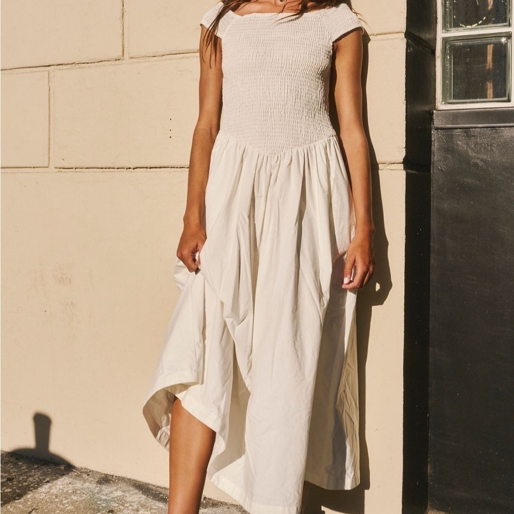 Free People Cream Asymmetrical Tiered Sundress - Picture 1 of 6